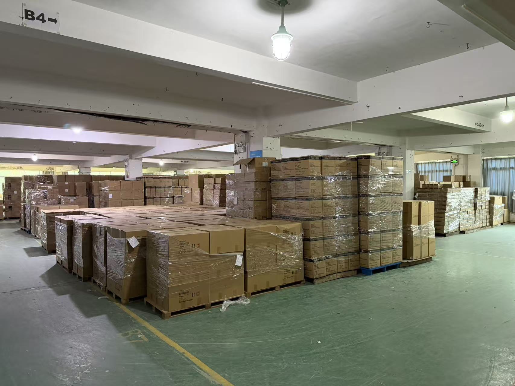 Palletized cartons prepared for shipment